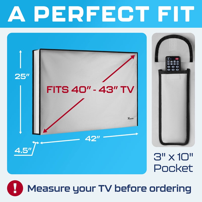 Garnetics غطاء تلفاز خارجي غارنيتيكس 43 بوصة - مقاوم للماء، أغطية تلفاز مقاومة للعوامل الجوية مع واقيات شاشة ذكية، مثالي للاستخدام الخارجي، النقل، والتخزين - رمادي - Image 3
